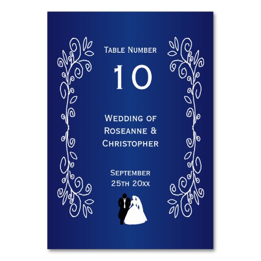 Hochzeit Tischnummer Royal Blue Bride Groom (Vorderseite)