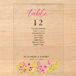 Hochzeit Tischnummer Schild Floral Rosa Schriftzug