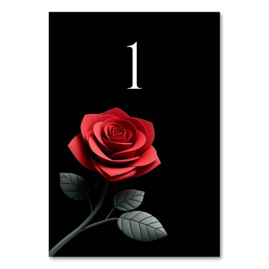 Hochzeit Tischnummer-Single Rote Rose- Tischnummer (Vorderseite)