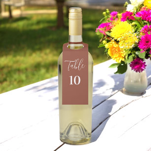 Hochzeit Tischnummer Terrakotta Braun Flaschenanhänger