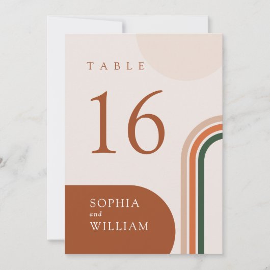 Hochzeit Tischnummern Boho Arch Beige (Vorderseite)