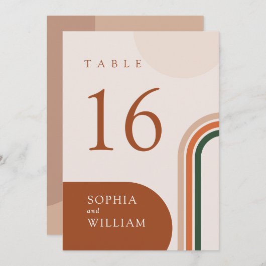 Hochzeit Tischnummern Boho Arch Beige (Vorne/Hinten)