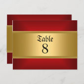 Hochzeit Tischnummern Gold Red (Vorne/Hinten)