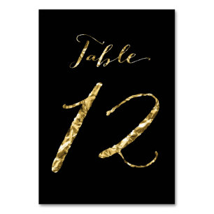 Hochzeit Tischnummern Schwarzes Gold Foil Nr. 12