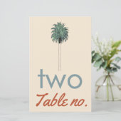 Hochzeit Tischzahl mit Palme als Rahmen (Stehend Vorderseite)