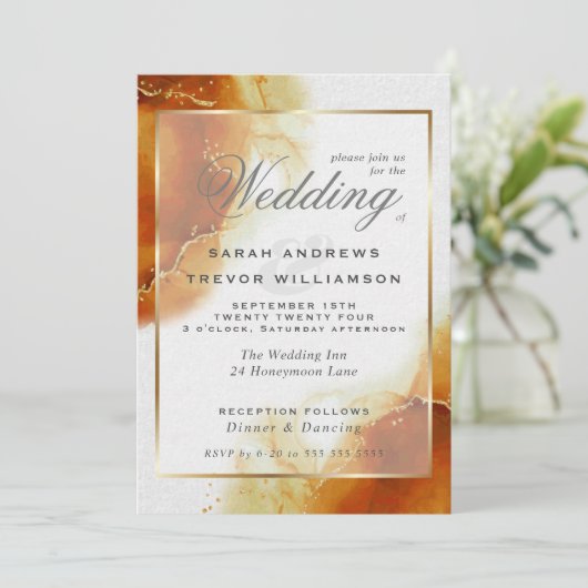 HOCHZEIT | Topaz Abstrakter Marmor Einladung (Stehend Vorderseite)