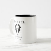 Hochzeit TRAUZEUGE Personalisiert Name & Datum Tux Zweifarbige Tasse (Vorderseite Links)