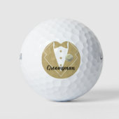 Hochzeit Trauzeugen Gold Tuxedo mit weißer Blume Golfball (Vorderseite)