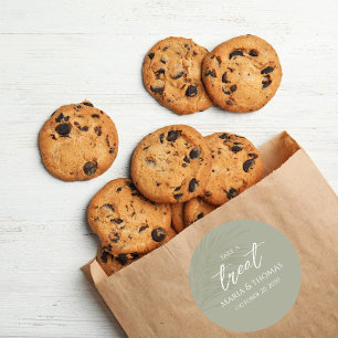 Hochzeit Trendy Sage Green nehmen eine Leckerei Runder Aufkleber