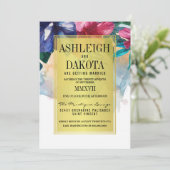 Hochzeit | Tropenfarben-Blume Einladung (Stehend Vorderseite)