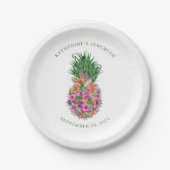Hochzeit tropischer Ananas Pappteller (Vorderseite)