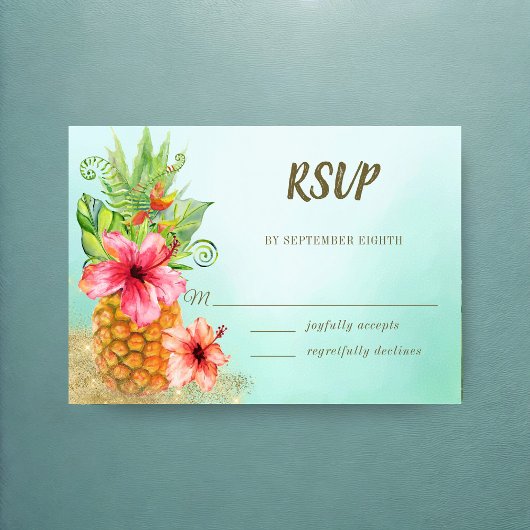 Hochzeit tropischer Ananas RSVP Karte