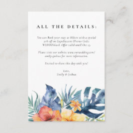 Hochzeit tropischer Flora Begleitkarte