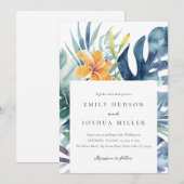 Hochzeit tropischer Flora Einladung (Vorne/Hinten)