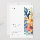 Hochzeit tropischer Flora Einladung (Vorderseite)