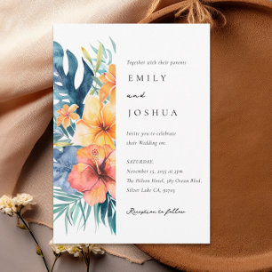 Hochzeit tropischer Flora Einladung