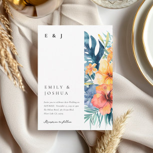 Hochzeit tropischer Flora Einladung