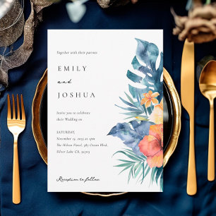 Hochzeit tropischer Flora Einladung