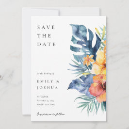 Hochzeit tropischer Flora Save The Date
