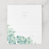 Hochzeit tropischer Wasserfarben Platzkarte (Außenseite Aufgefaltet)