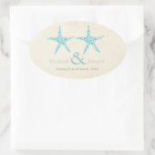 Hochzeit Türkis Aqua Starfish Save the Date Ovaler Aufkleber (Tasche)