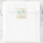Hochzeit Türkis Aqua Starfish Save the Date Quadratischer Aufkleber (Tasche)