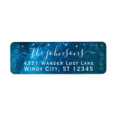 Hochzeit Türkis Aquamarines Aqua Blue Stars Label (Vorne)