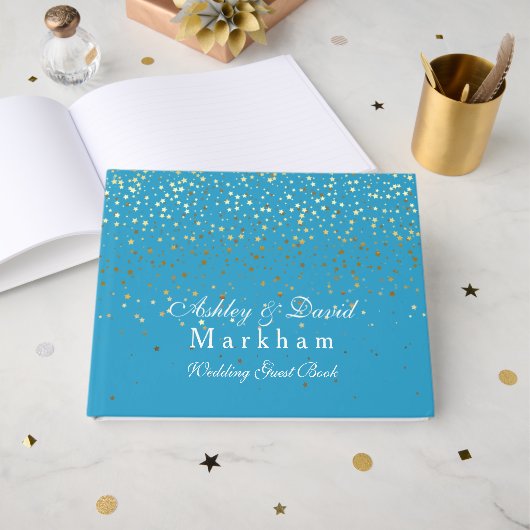 Hochzeit Türkis Blau Gästebuch (Vorderseite Offen)