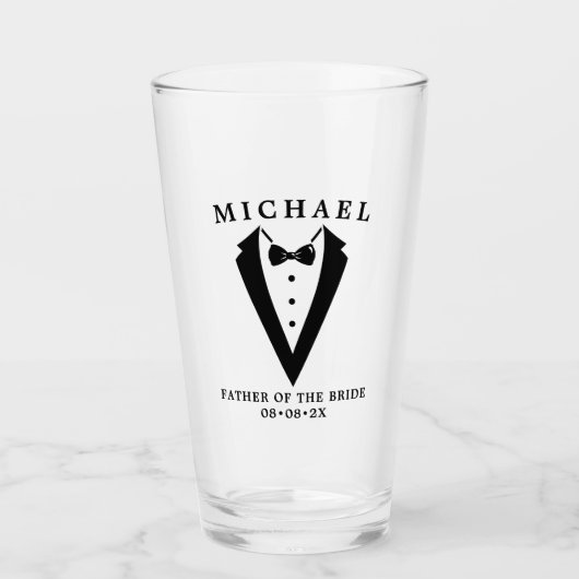 Hochzeit Tuxedo Personalisierter Vater der Braut Glas (Vorderseite)
