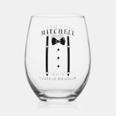 Hochzeit Tuxedo Personalisierter Vater des Bräutig Weinglas Ohne Stiel (Rückseite)