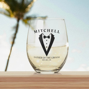 Hochzeit Tuxedo Personalisierter Vater des Bräutig Weinglas Ohne Stiel