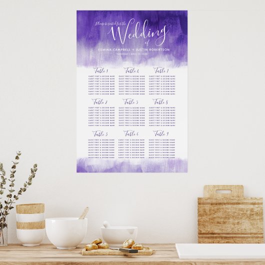 Hochzeit ultra violett lila abstrakter Tisch Plan Poster (Küche)