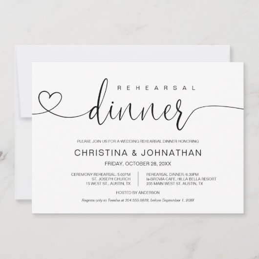 Hochzeit und Abendessen, Moderne Kalligrafie I Einladung (Vorderseite)