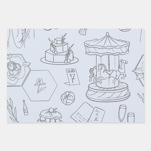 Hochzeit und Brautparty Geschenkpapier Set (Vorderseite 2)
