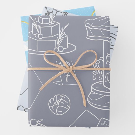 Hochzeit und Brautparty Geschenkpapier Set (Beispiel)