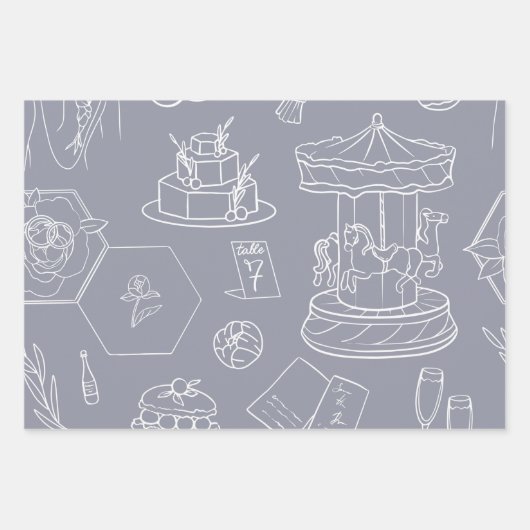 Hochzeit und Brautparty Geschenkpapier Set (Vorderseite)