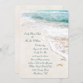Hochzeit und Starfish am Strand Einladung (Vorne/Hinten)