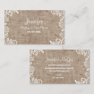 Hochzeit- und Veranstaltungsplaner/Burlap & Lace Visitenkarte