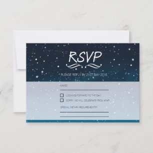 Hochzeit unter den Sternen RSVP blaue Nacht Himmel Karte