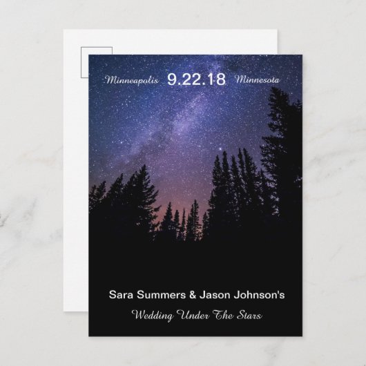 Hochzeit unter den Sternen - Save the Date Ankündigungspostkarte (Vorne/Hinten)