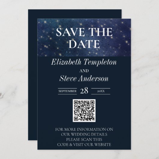 Hochzeit unter der Sternennacht Himmel Himmelfahrt Save The Date (Vorne/Hinten)