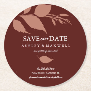 Hochzeit Untersetzer Save The Date Weinrot