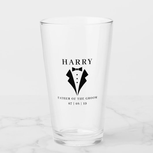 Hochzeit VATER DER GROOM Tuxedo Pint Glas (Vorderseite)
