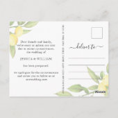 Hochzeit verändern das Datum, an dem Lemons Blosso Postkarte (Rückseite)