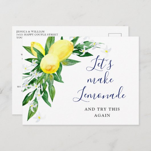 Hochzeit verändern das Datum, an dem Lemons Blosso Postkarte (Vorne/Hinten)