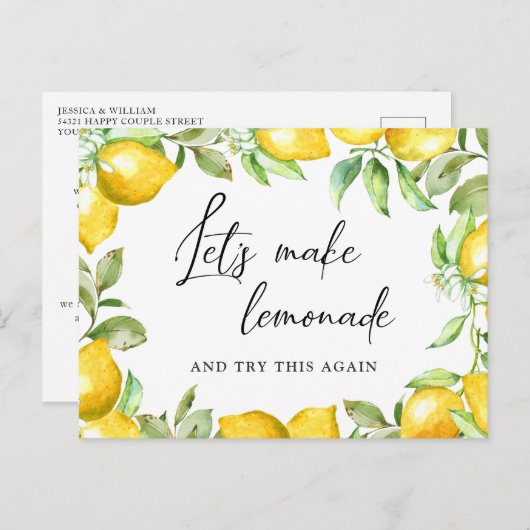 Hochzeit verändern das Datum, an dem Lemons Blosso Postkarte (Vorne/Hinten)