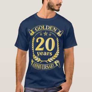 Hochzeit Verheiratet Golden 20 Jahre Jubiläum für T-Shirt