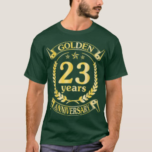 Hochzeit Verheiratet Golden 23 Jahre Jubiläum für T-Shirt
