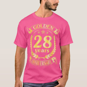 Hochzeit Verheiratet Golden 28 Jahre Jubiläum für  T-Shirt