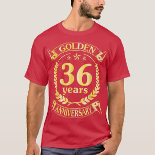 Hochzeit Verheiratet Golden 36 Jahre Jubiläum für T-Shirt
